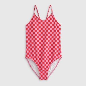 NWT QUINCE One Piece Swimsuit Pink Checkered 6842